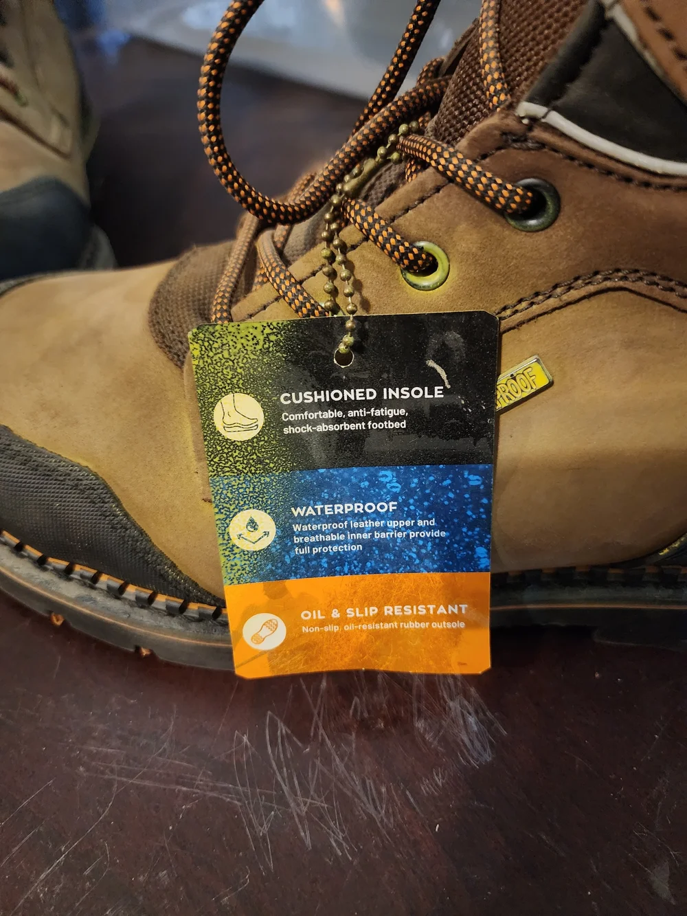 RIDGECUT Men's Brown Safety Boots with Orange Lining